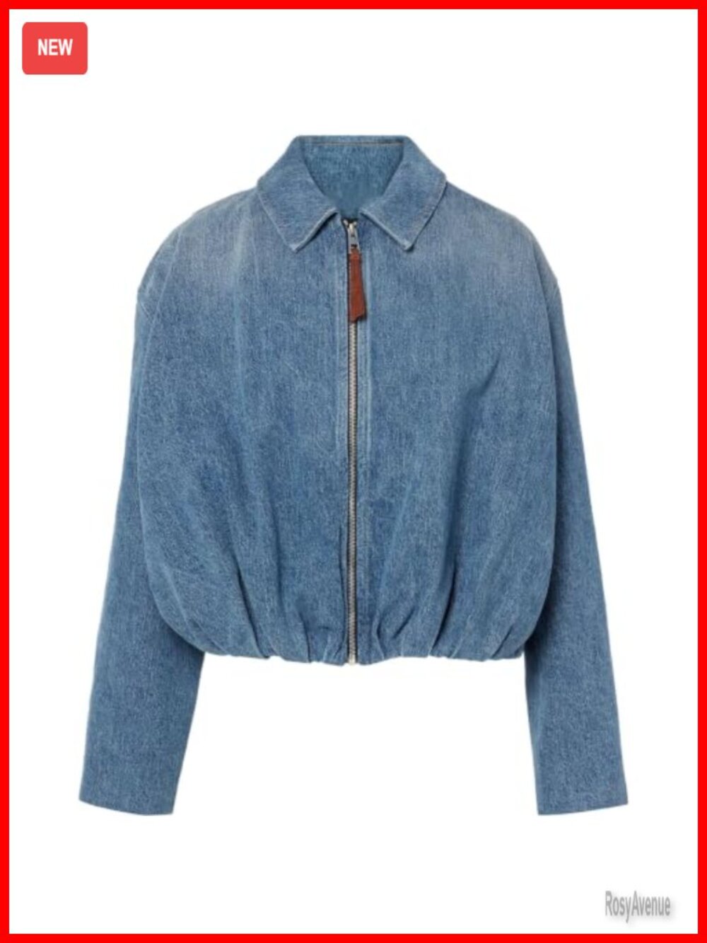 Women's Light Blue Denim Bomber Jacket Zip Up Draped Casual Jean Jacket
